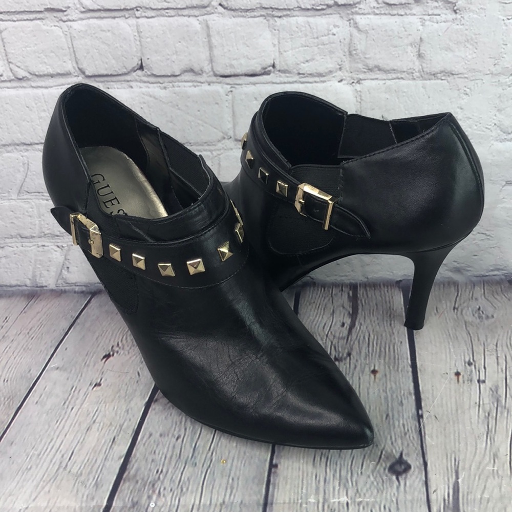 Guess black ankle booties heel rocker pointed toe